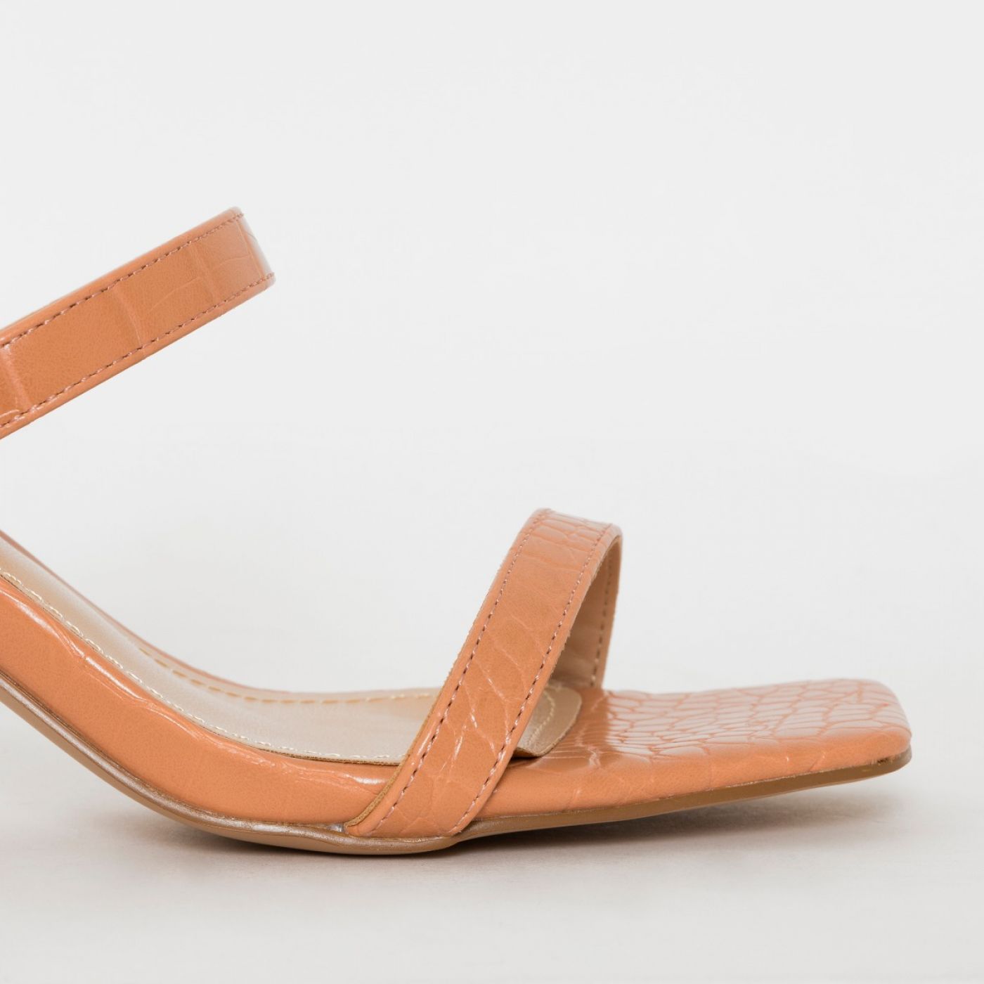 Sonia X Fyza Heat Nude Croc Print Strappy Mid Heel Mules