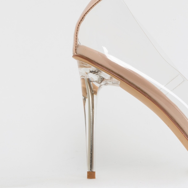 Neda Wide Fit Nude Clear Stiletto Court Shoes