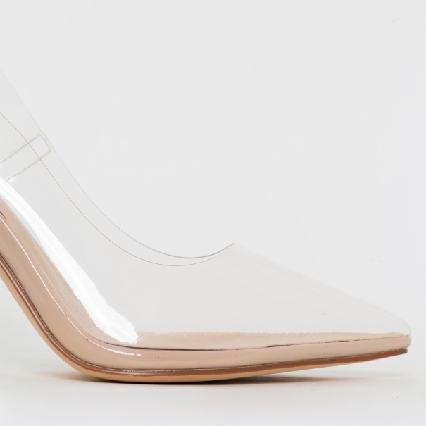 Neda Wide Fit Nude Clear Stiletto Court Shoes