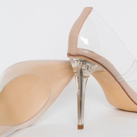 Neda Wide Fit Nude Clear Stiletto Court Shoes