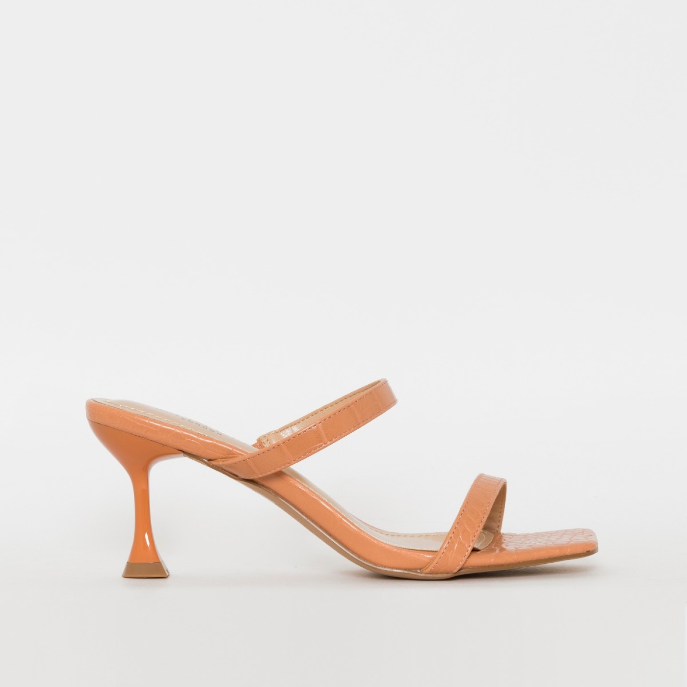 Sonia X Fyza Heat Nude Croc Print Strappy Mid Heel Mules