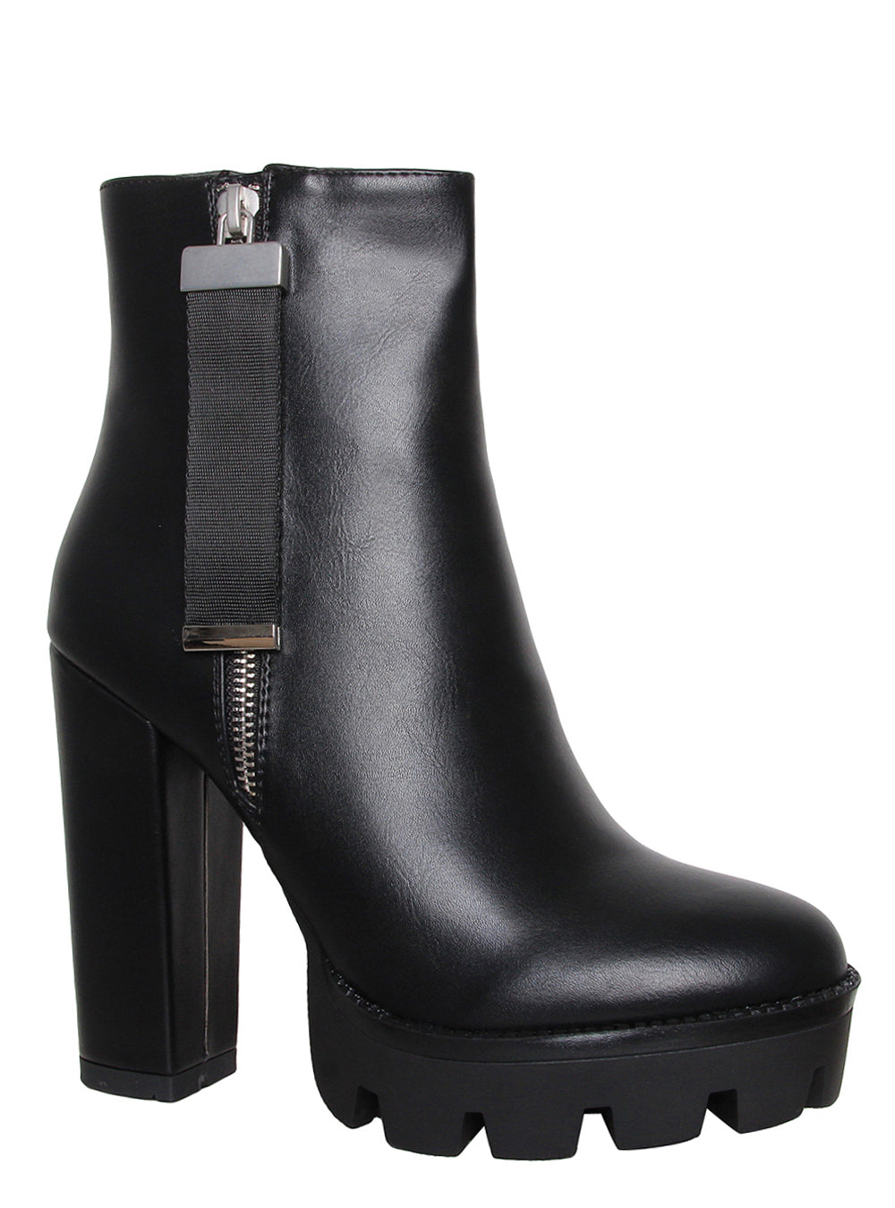 Cardi Black Zip Platform Ankle Boots