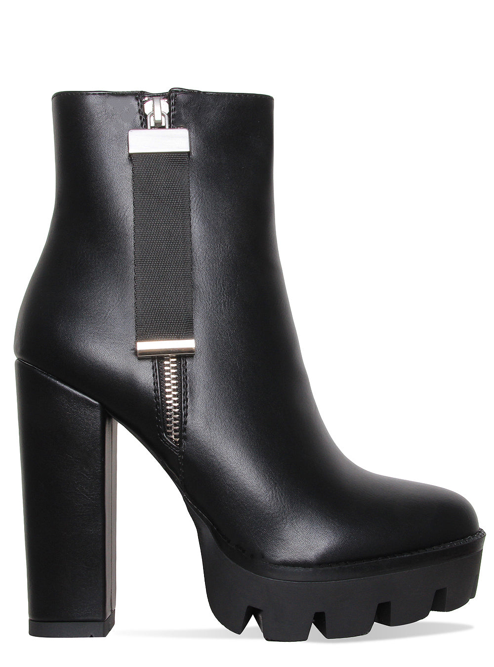 Cardi Black Zip Platform Ankle Boots