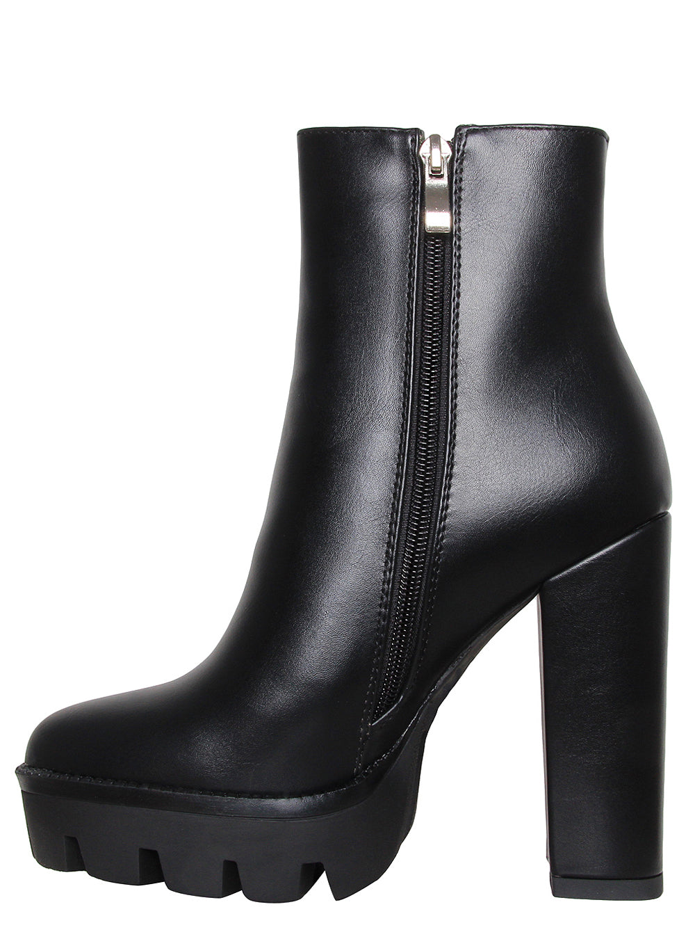 Cardi Black Zip Platform Ankle Boots