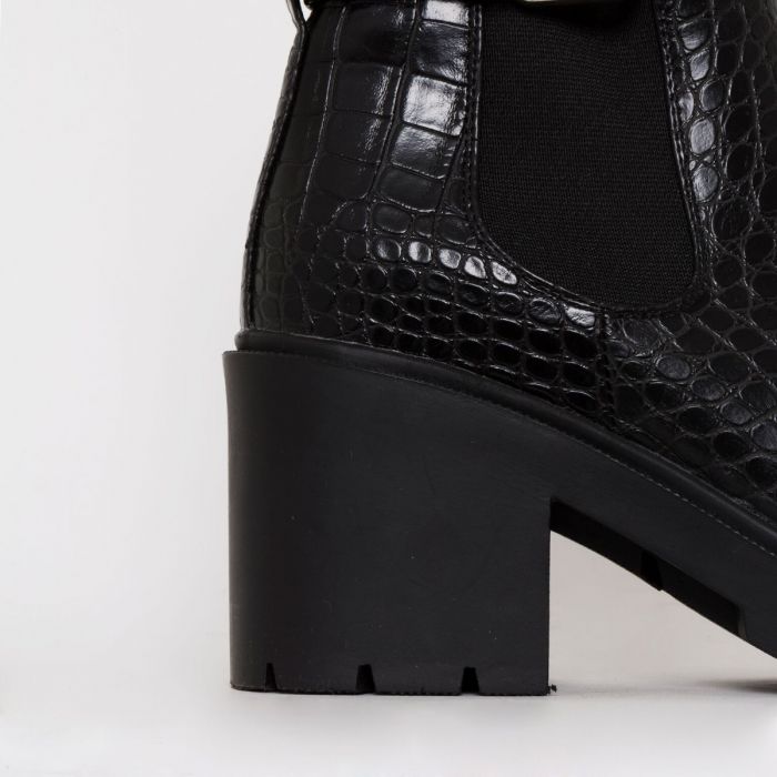 black croc print boots