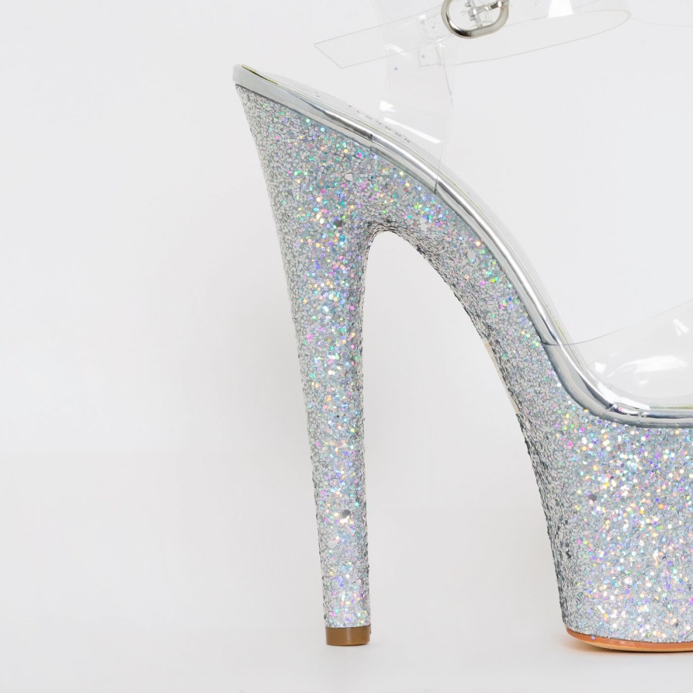 Charis Clear Silver Glitter Platform Heels