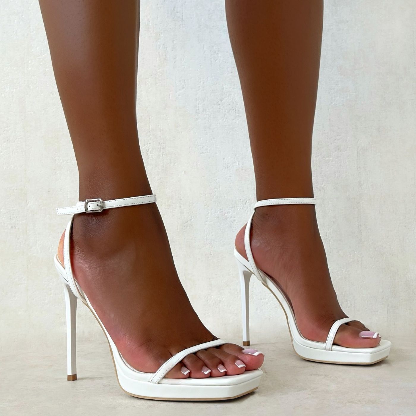 Carmella White Patent Platform Stiletto Heels | SIMMI London