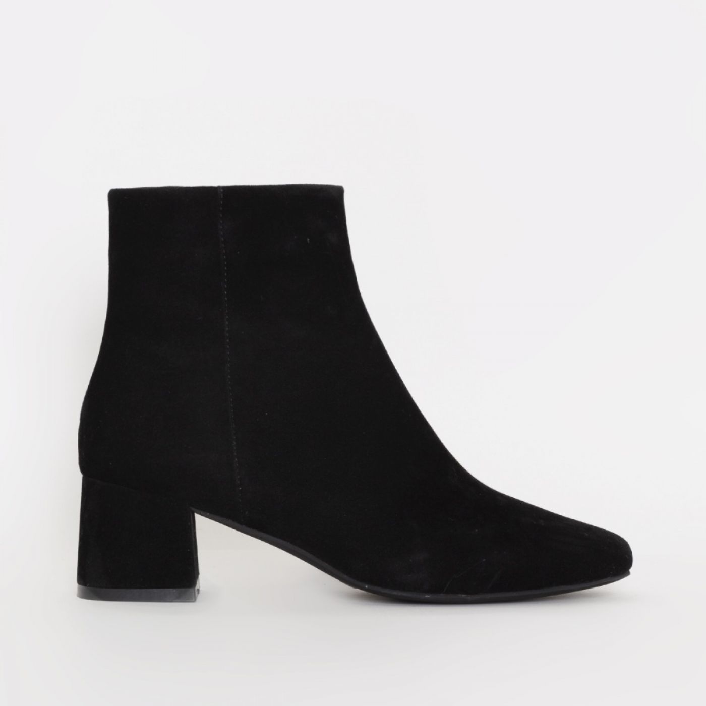 Fia Black Faux Suede Block Heel Ankle Boots