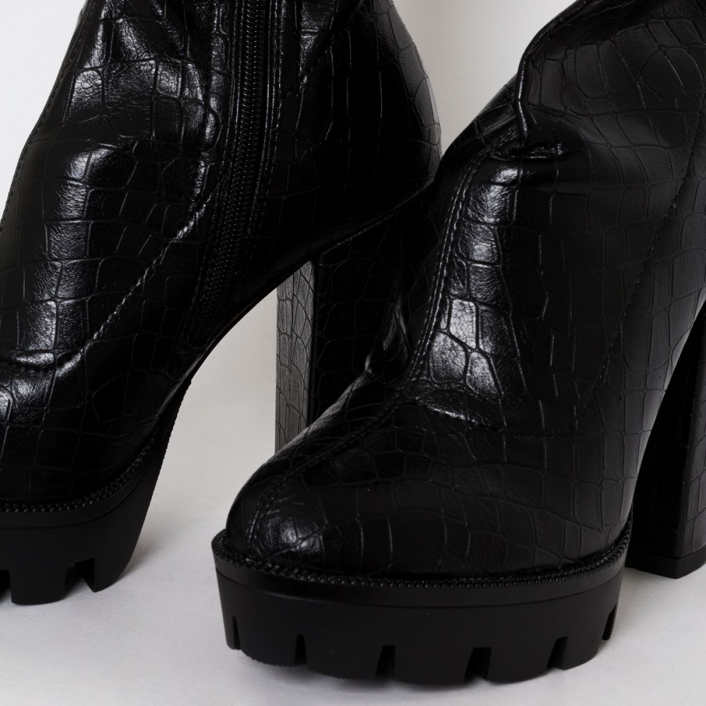 black croc print boots