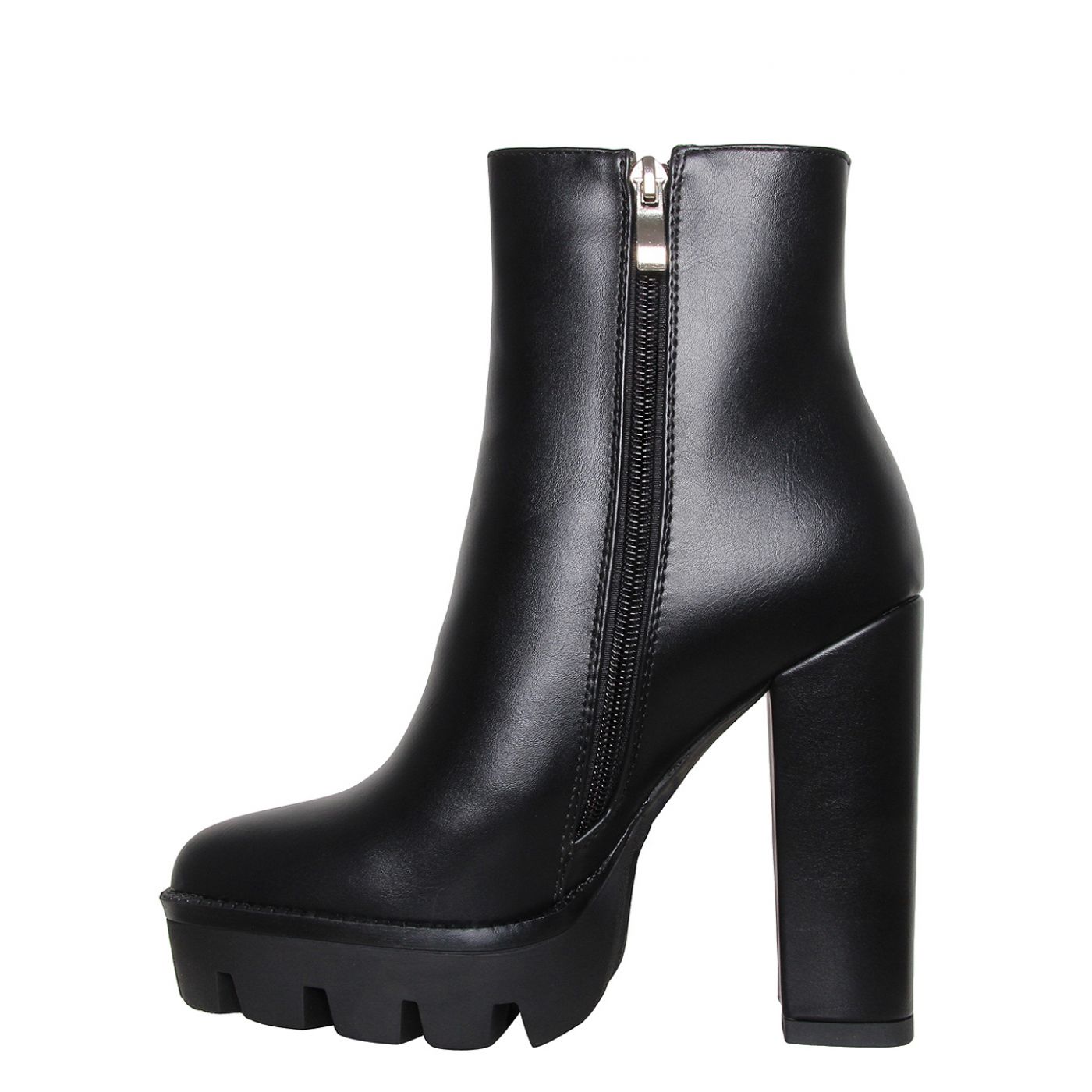 Cardi Black Zip Platform Ankle Boots