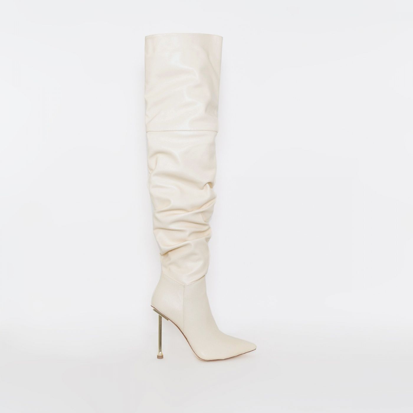 thigh high ruched boots