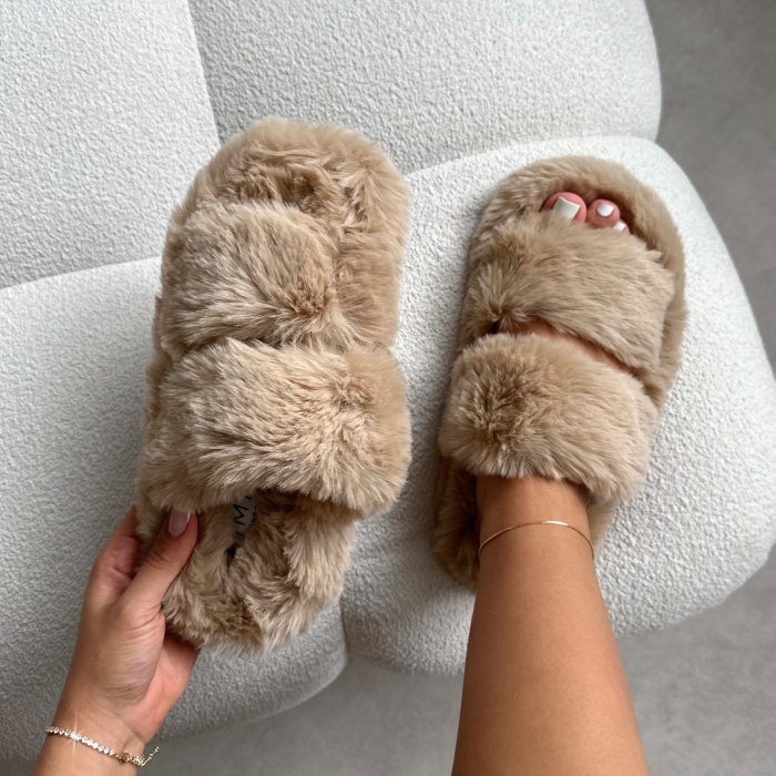 Fuzziest Mink Faux Fur Fluffy Slippers | SIMMI London