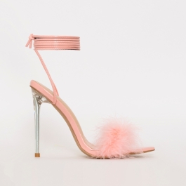 Obey Fluffy Pink Patent Lace Up Stiletto Heels