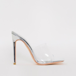 Pointed toe clear mule on sale heels