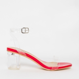 Clear heels with red sale