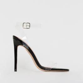 Lola Black Patent Clear Stiletto Heels