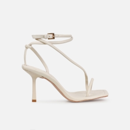 Xylia Ecru Strappy Mid Heels SIMMI London