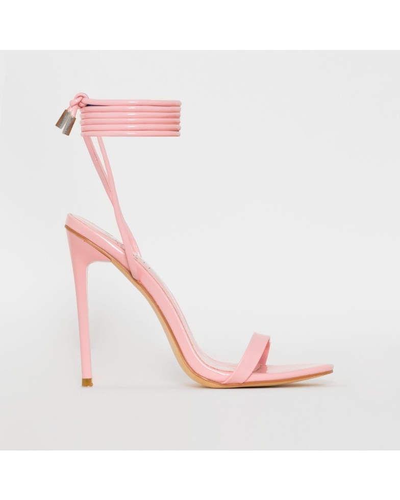 SIMMI SHOES / WHITNEY PINK PATENT TIE UP STILETTO HEELS
