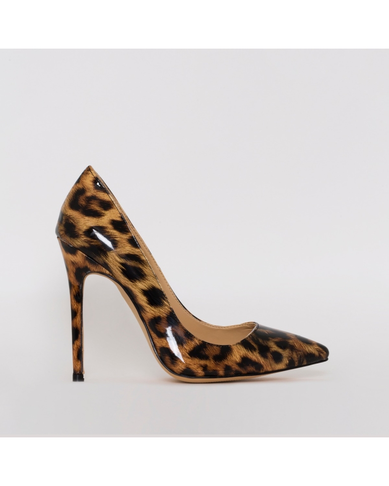 Mila Leopard Patent Print Stiletto Court Shoes