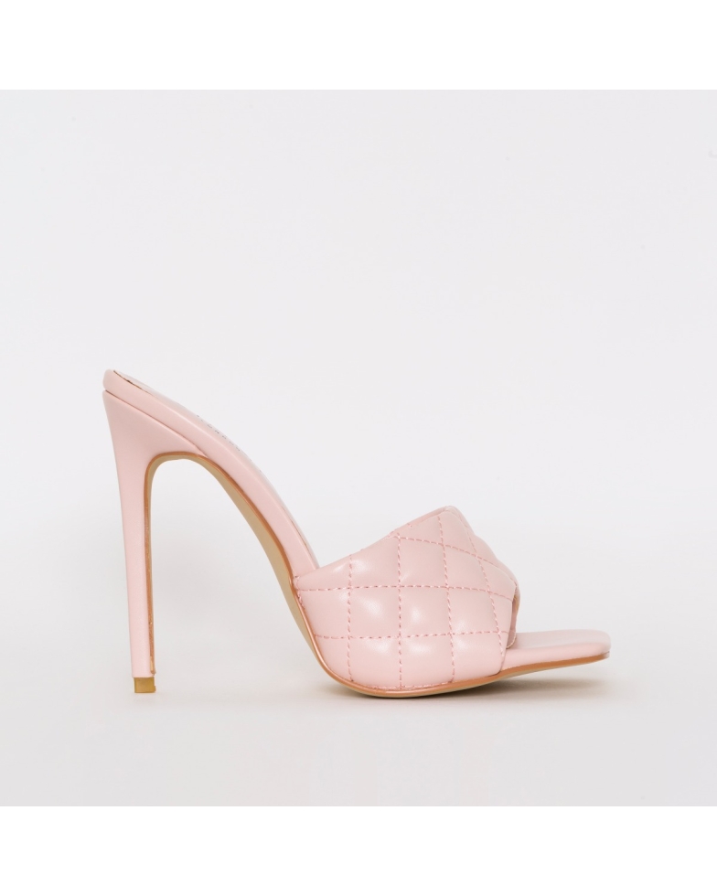 SIMMI SHOES / MARIAN PINK QUILTED MULE HEELS