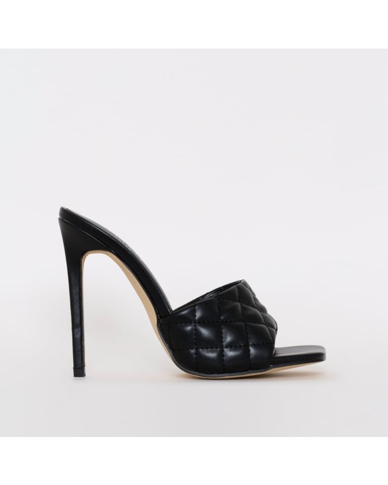 Marian Black Quilted Mule Heels