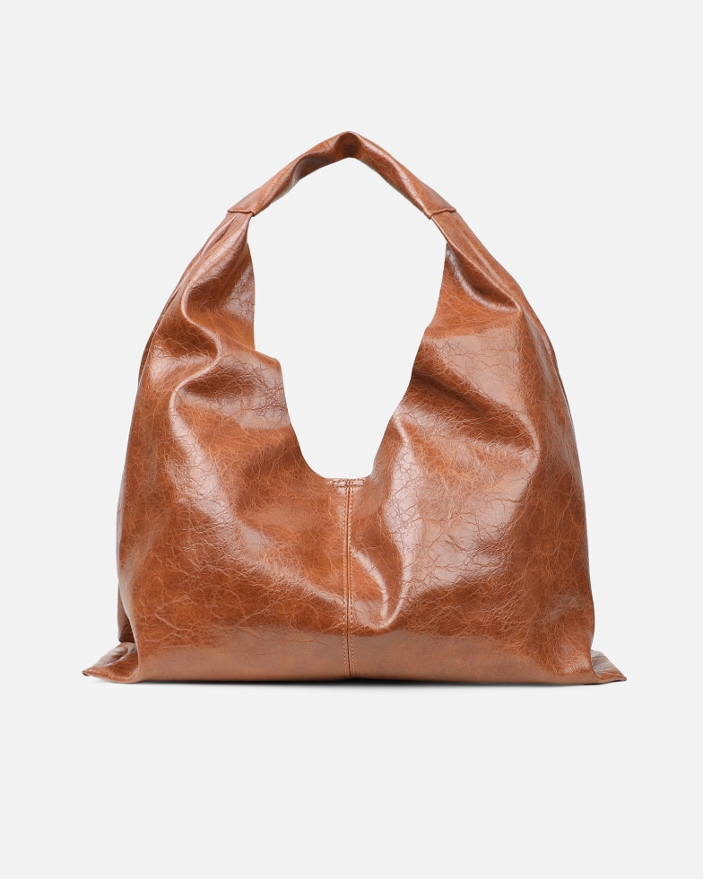 Abina Dark Tan Soft Hobo Shoulder Bag