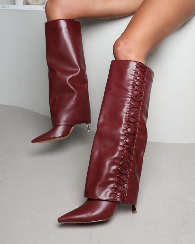 Axis red laced fold over boots | SIMMI London