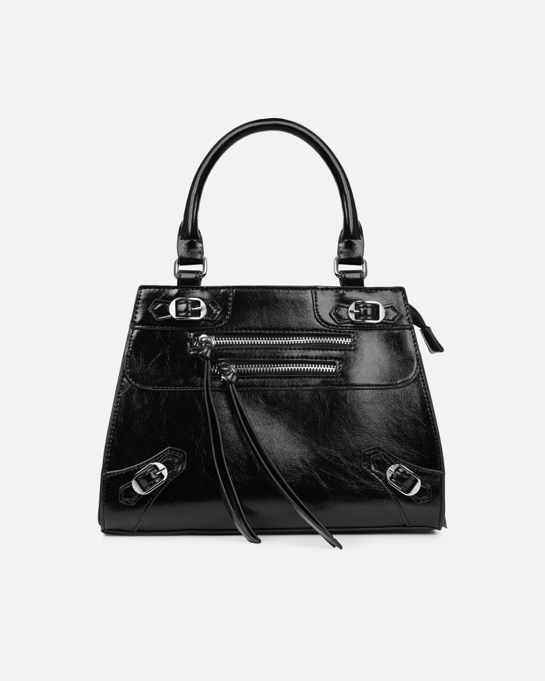 Adina Black Stud Detail Handbag