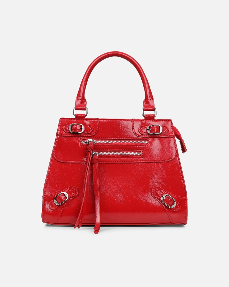 Adina Red Stud Detail Handbag