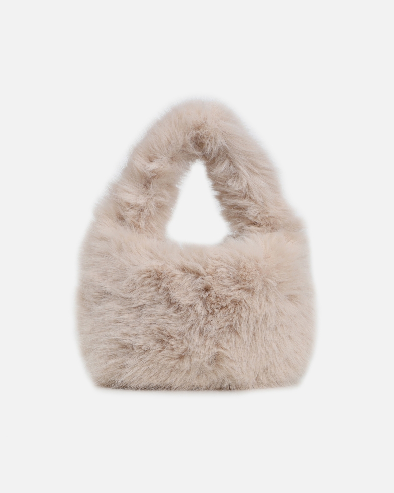 Agnes Cream Faux Fur Crescent Grab Bag