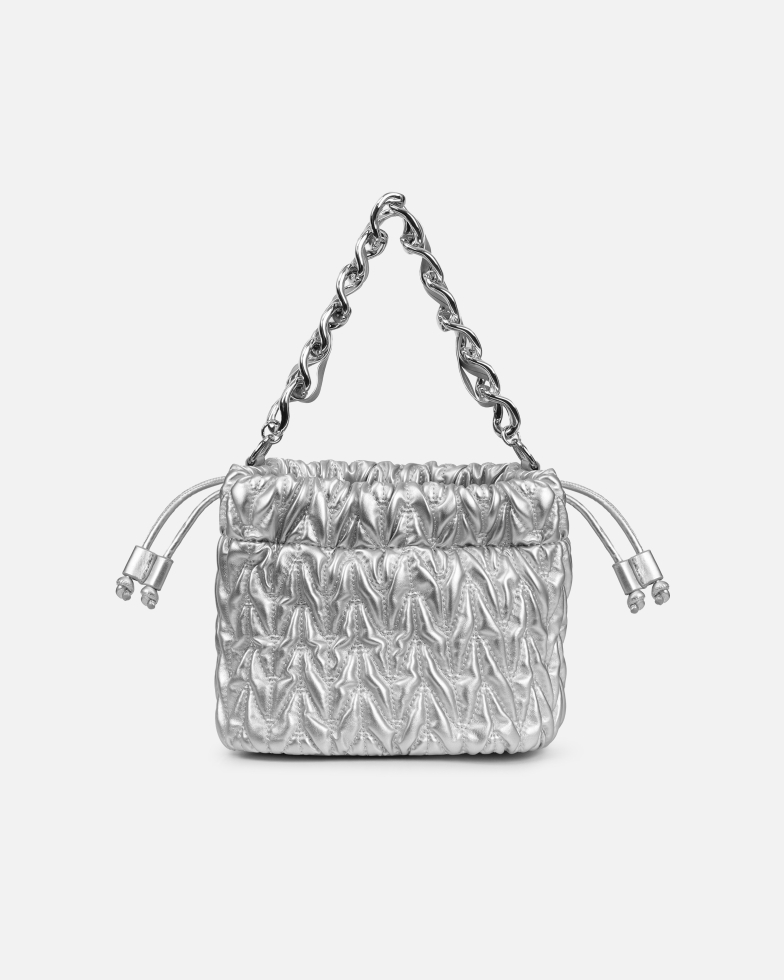 Amanza Silver Mini Chain Bucket Bag