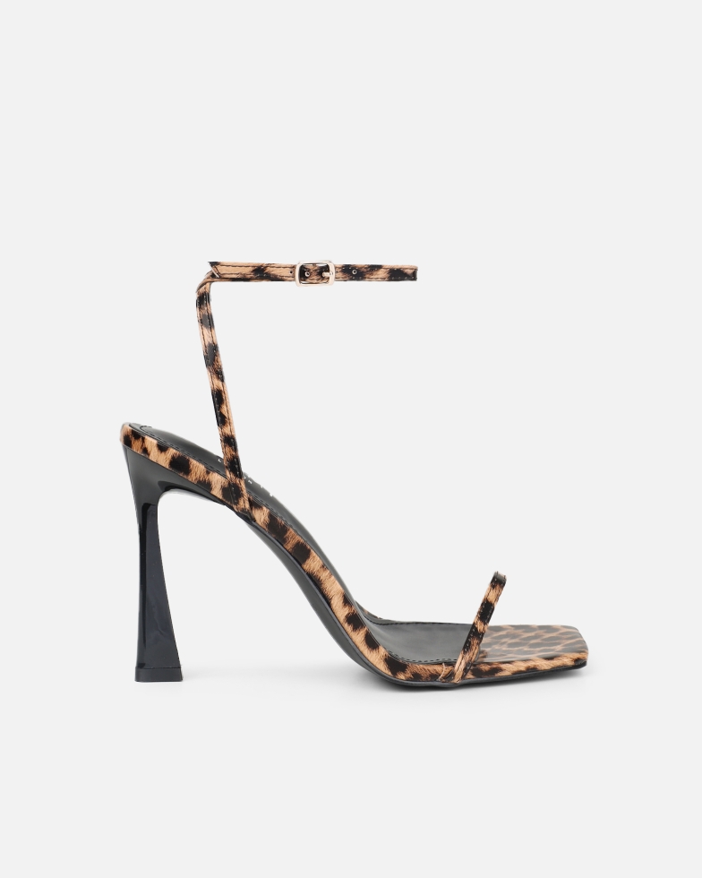 Apple Leopard Flared Heeled Sandals | SIMMI London