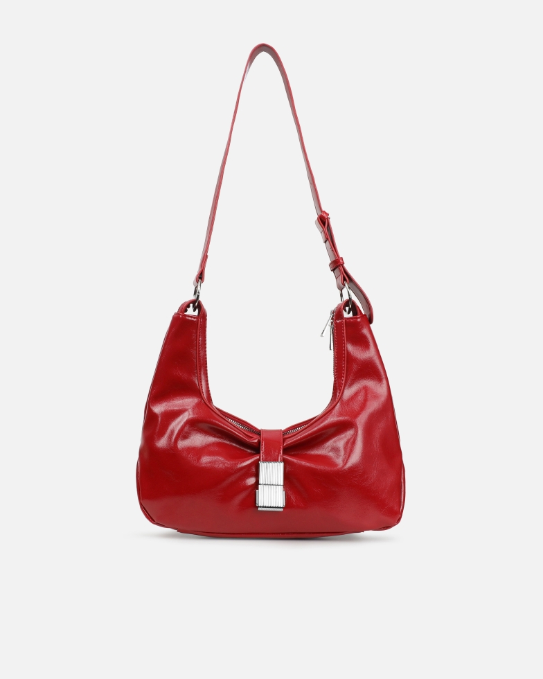 Asher Red Buckle Detail Shoulder Bag