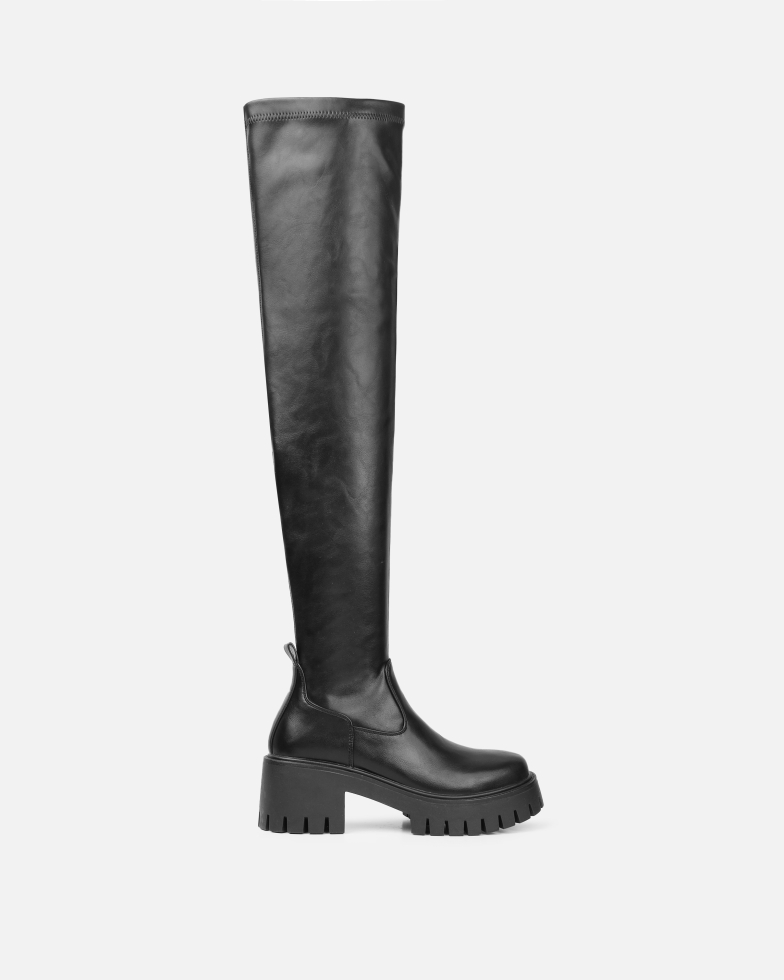 Bjorn Black Stretch Chunky Over The Knee Boots