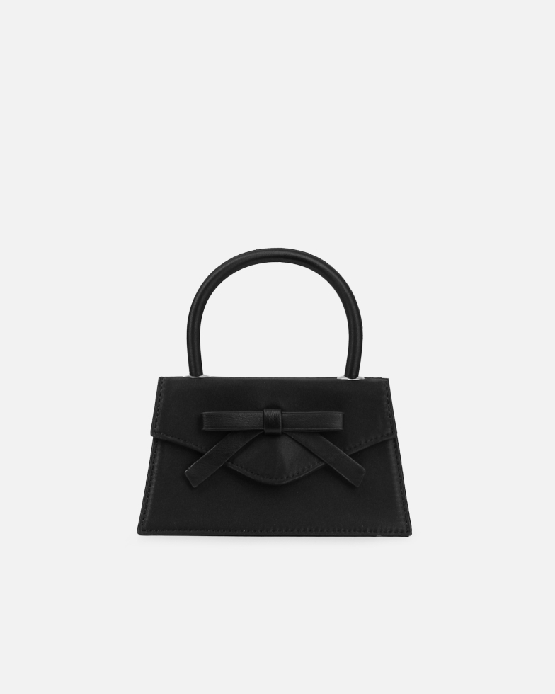 Caressa Black Satin Bow Detail Top Handle bag