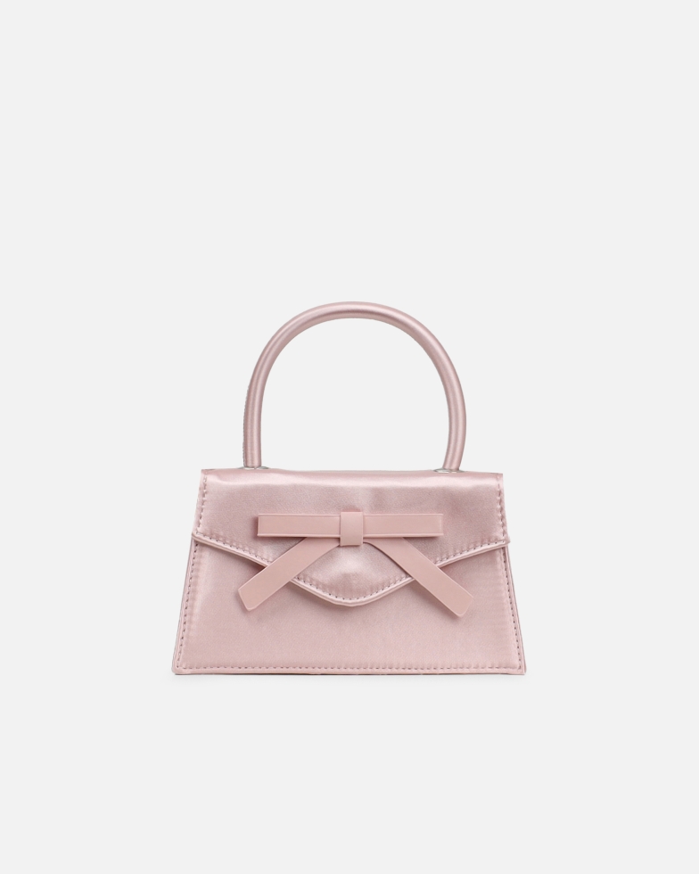 Caressa Pink Satin Bow Detail Top handle Bag