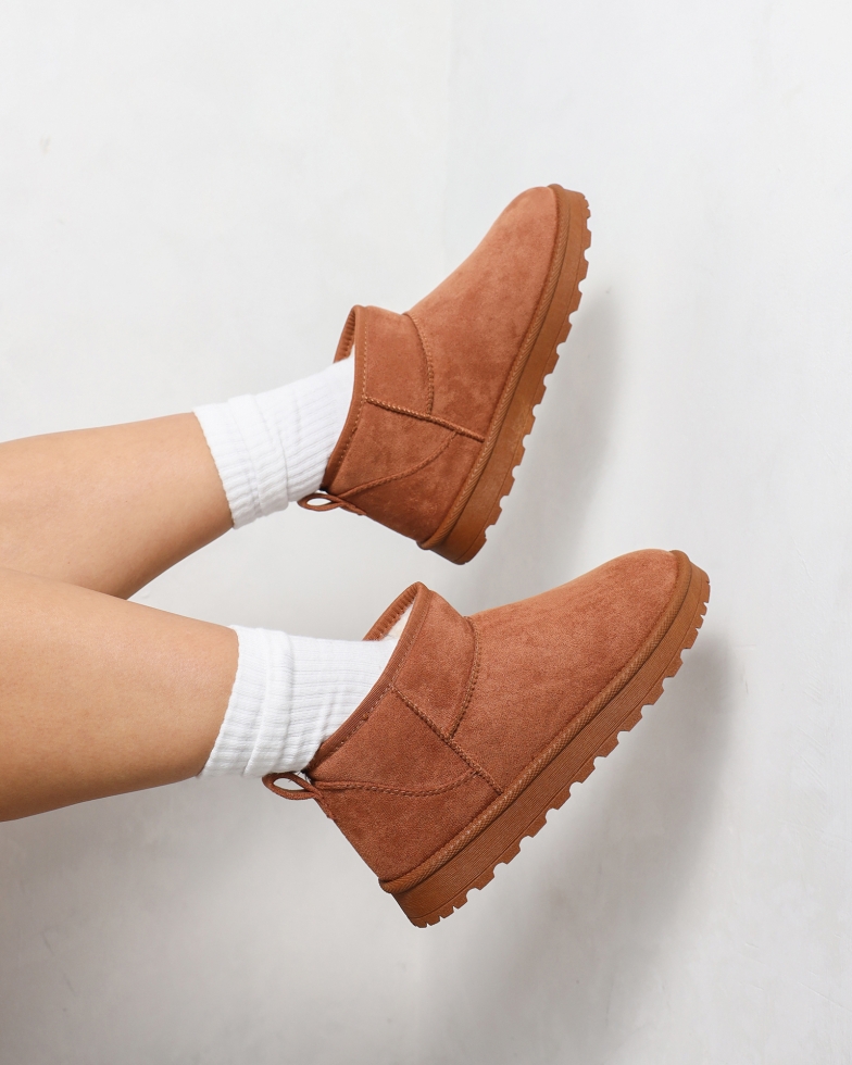 Cari Tan Faux Suede Ultra Low Boots | SIMMI London