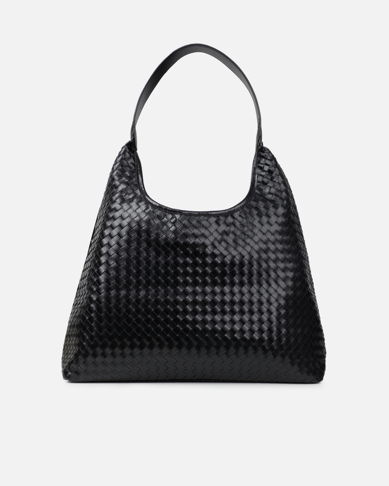 Caria Black Woven Shoulder Bag