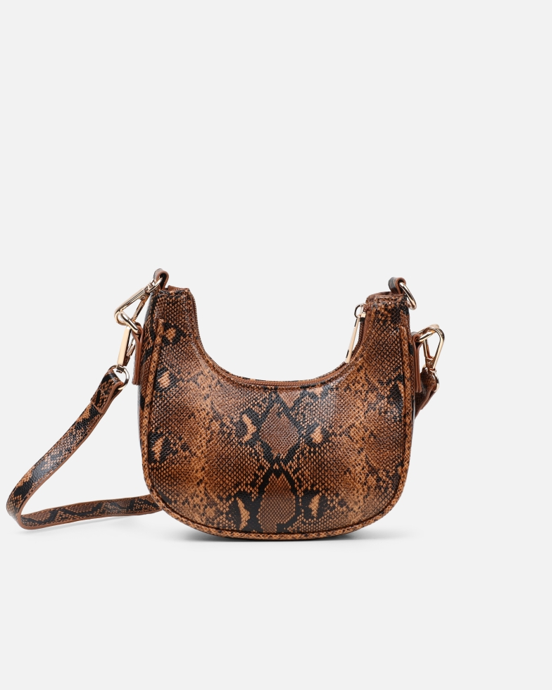 Caryn Brown Snake Crescent Mini Bag