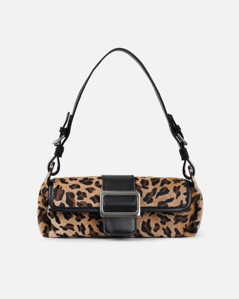 Ceri Leopard Print Buckle Detail Shoulder Bag