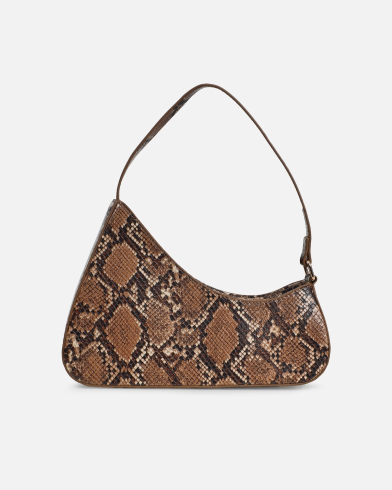 Cinzia Beige Snake Effect Shoulder Bag