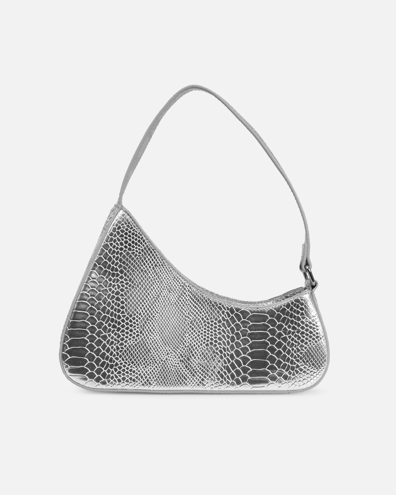 Cinzia Silver Snake Effect Shoulder Bag