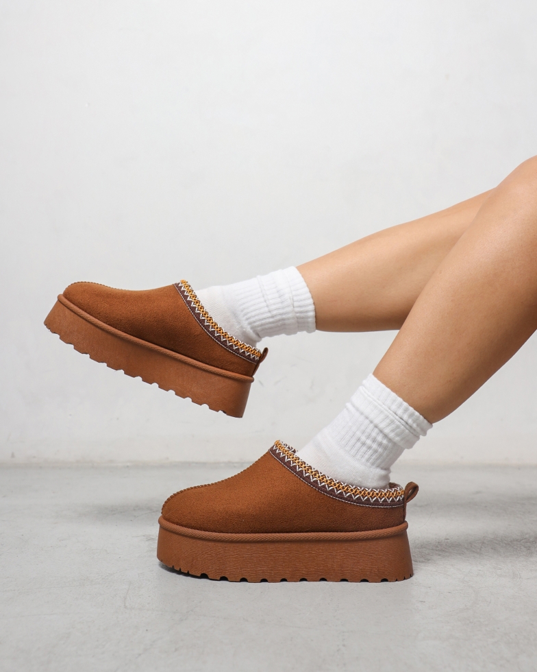 Coko Tan Faux Suede Flatform | SIMMI London