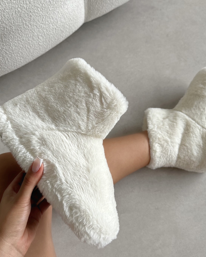 Comfy Cream Fluffy Slipper Boots