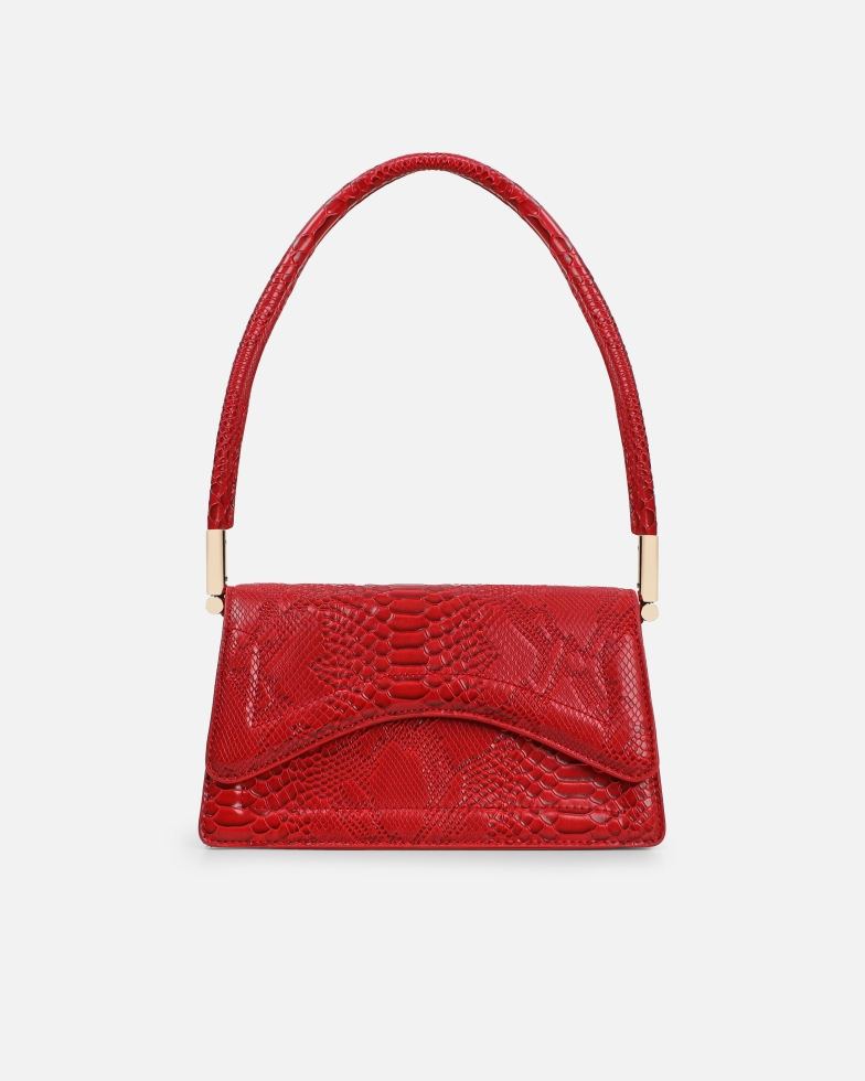 Corinna Red Snake Effect Shoulder Bag