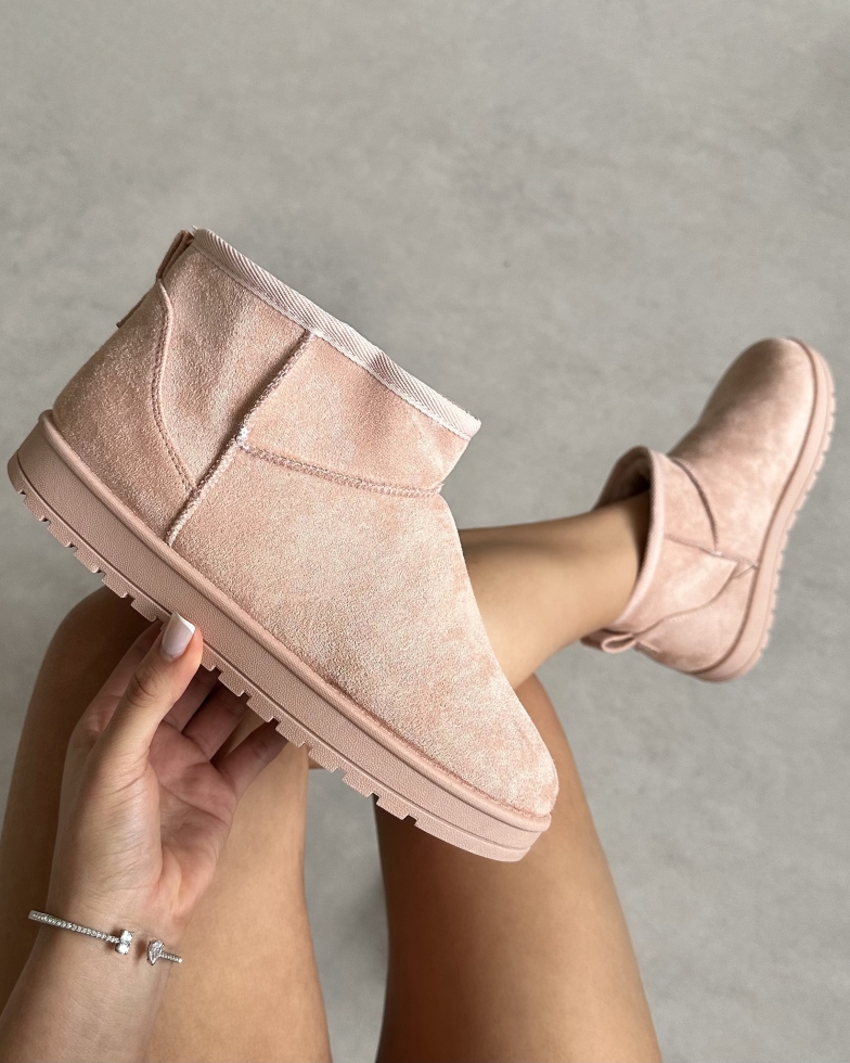 Cosy Pink Faux Suede Mini Boots 