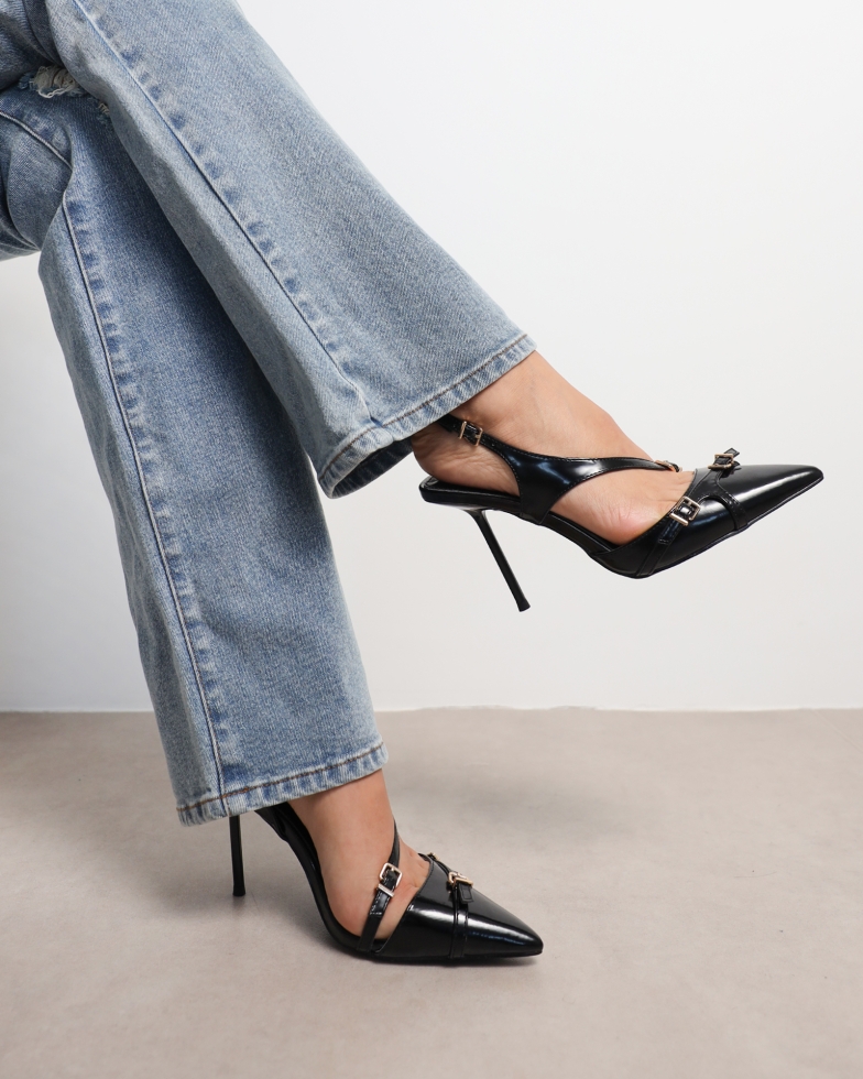 Vale black box harness detail court shoes | SIMMI London