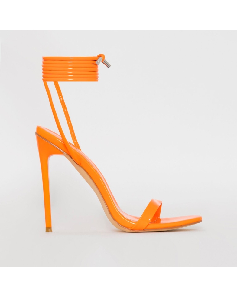 Whitney Orange Patent Tie Up Stiletto Heels