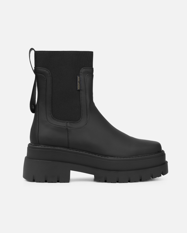 Ansel Black Rubberized Chunky Chelsea Boots