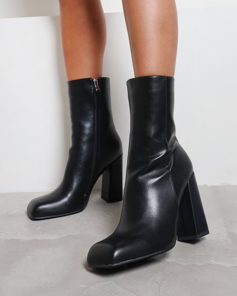 Garfield Black Square Toe Ankle Boots | SIMMI London